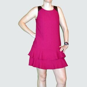 Anthropologie 4 Drop Waist faux leather sleeve strap HD in Paris Dress